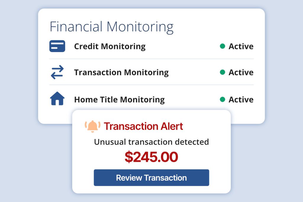 app interface showing financial monitoring dashboard.
