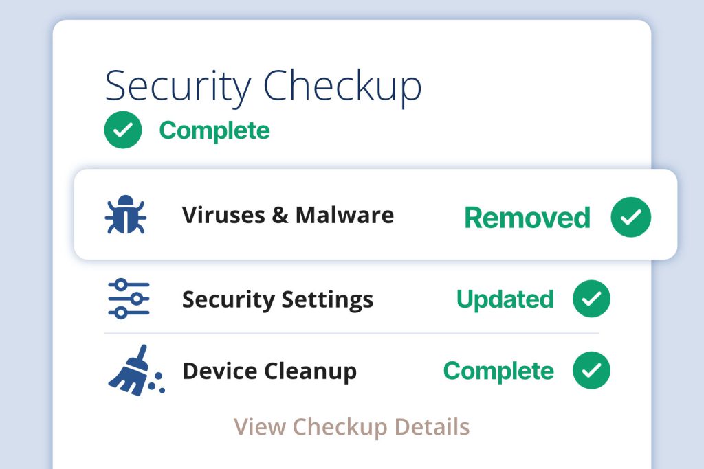 app interface showing a security checkup results